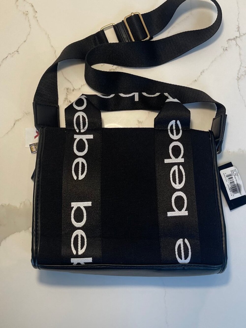 NWT bebe HANA Canvas Small Satchel Crossbody Bag - Black & White